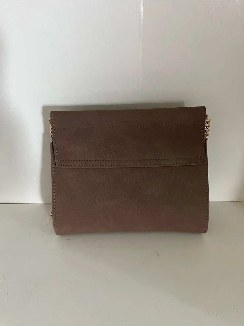 Jessica Moore Brown suede Crossbody with Gold Ring Accent